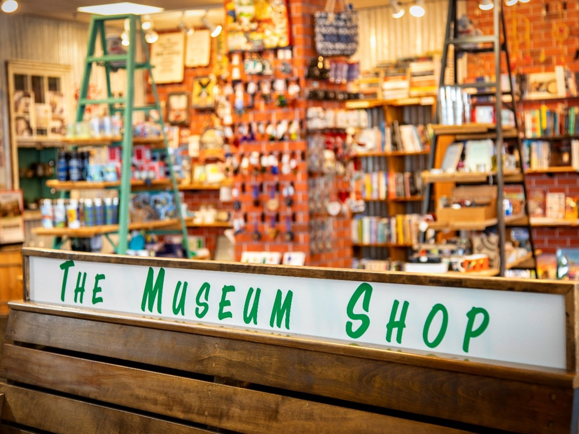 The Museum shop sign at the Museum of Industry.
