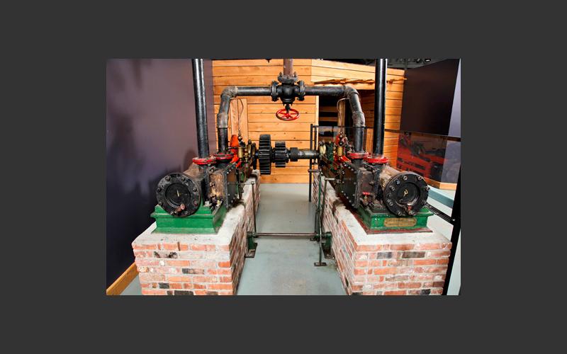 The Davies steam engine, on display in the Age of Steam Gallery, is really two engines linked together. It was built in Pictou in 1866 and used to haul boats on a marine railway.
