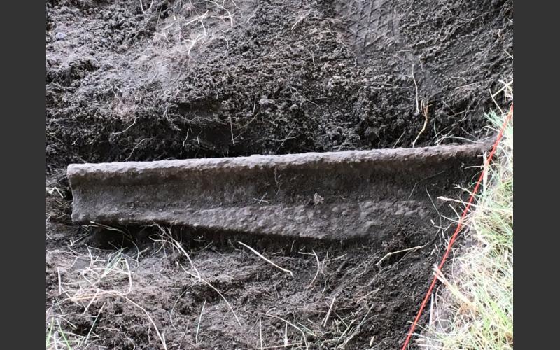 So far, this section of cast iron fish belly rail is the most interesting find. All four groups of diggers had participants who worked at exposing the rail. It is 74” long.