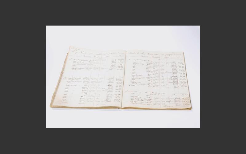 Payroll ledger from Albion Mines covering February to May 1885. It contains the names, occupations and pay rates of men employed in the mine.