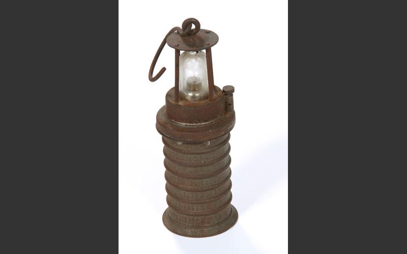 A battery-powered electric miner’s lamp.