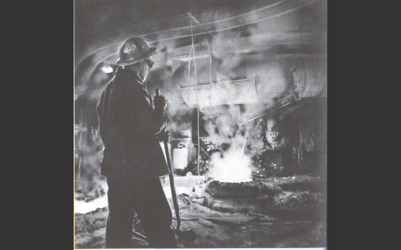 Drawing pig iron from the bottom of the Sydney Steel blast furnace; the first step toward making steel