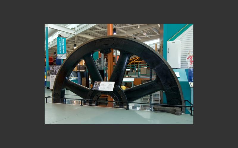 This flywheel from a steam engine was made in Amherst for the steel mill in Sydney. It is 20 feet across and weighs about 75,000 lbs. That’s just one piece! The whole engine weighed about 130 tons.