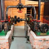 The Davies steam engine, on display in the Age of Steam Gallery, is really two engines linked together. It was built in Pictou in 1866 and used to haul boats on a marine railway.
