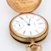 A gold watch presented to Sutherland MacDougall, one of the men who came to the rescue of those trapped by a serious fire in 1913.
