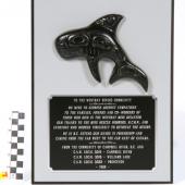 Almost every province in Canada sent mine rescuers to help. With this plaque the Campbell River, BC contingent express their sympathy to the community.