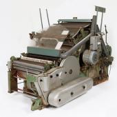 Carding machine from the Dominion Textile cotton mill in Yarmouth. The company began in the 1880s making sail canvas and survived into the 1980s by switching to industrial fabrics