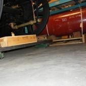 The Albion locomotive is on load skates which allow us to tow it with the forklift when we need to move it