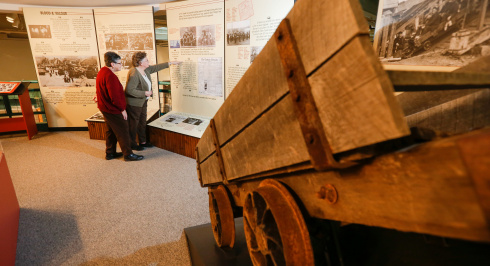 Visitors in the Coal and Grit exhibit.