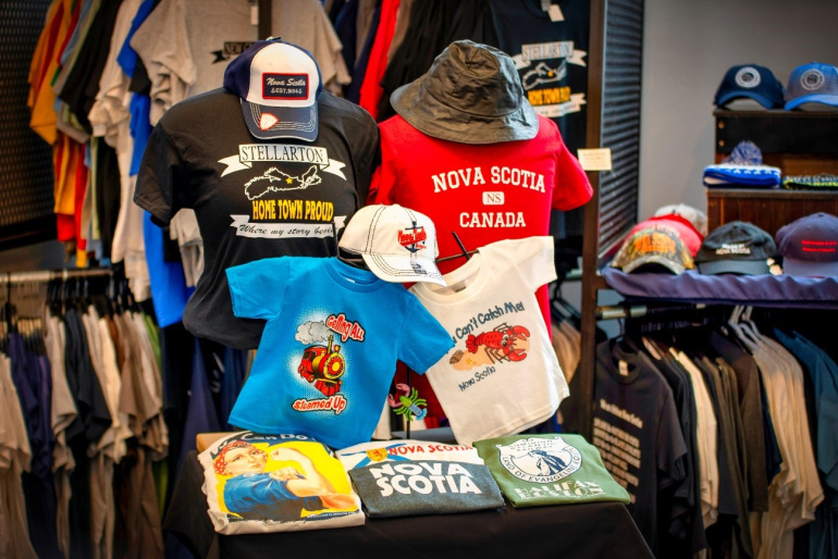 Clothing in the museum shop.