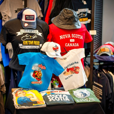 Clothing in the museum shop.